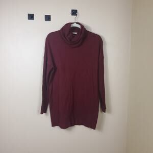 Natori Burgundy Long Sleeve Turtleneck Sweater Tunic Size M